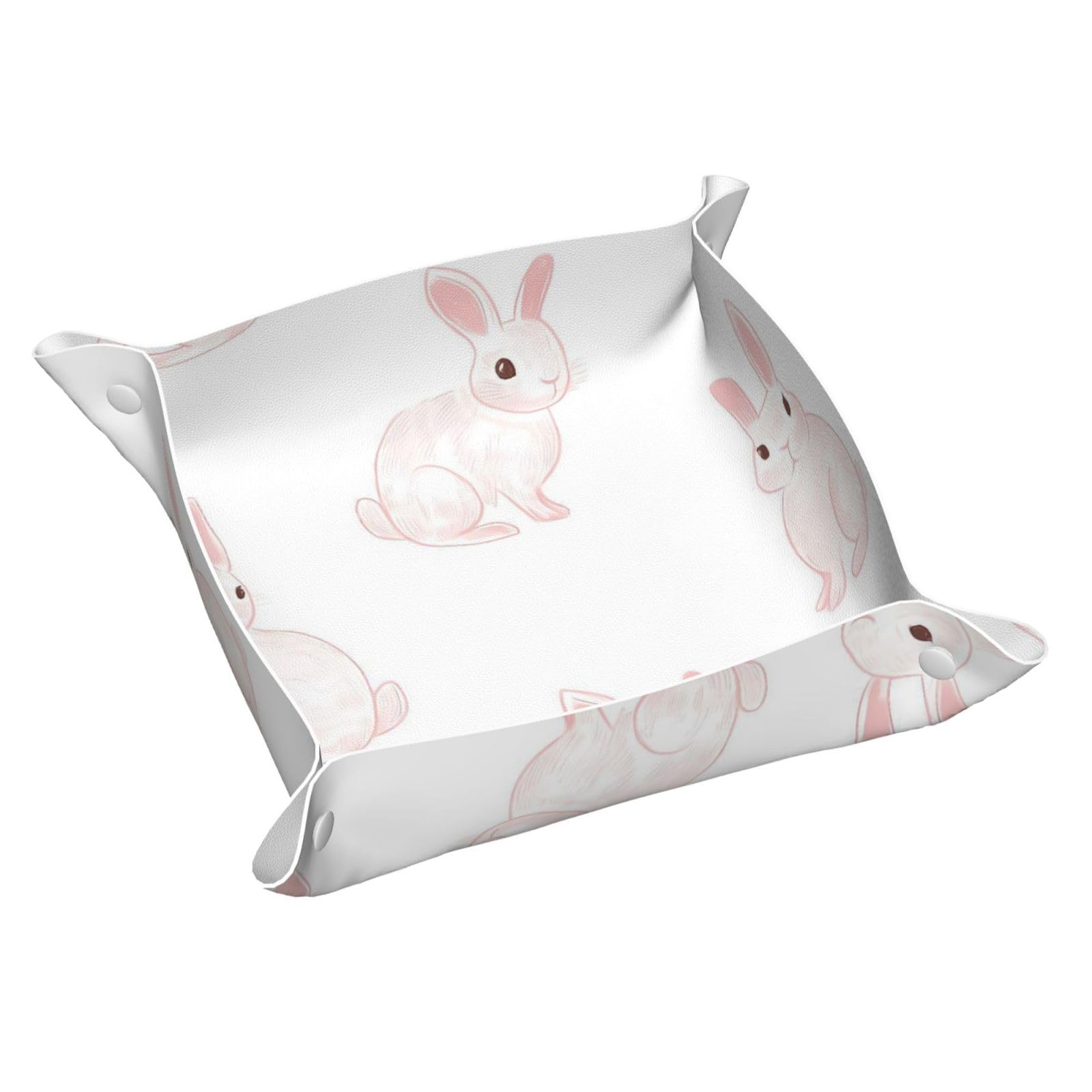 HLBSDM Big Eyes Bunnies Gaze Tray Men's Leather Valet Parking Portable Entrance Trays Bedside Storage Box