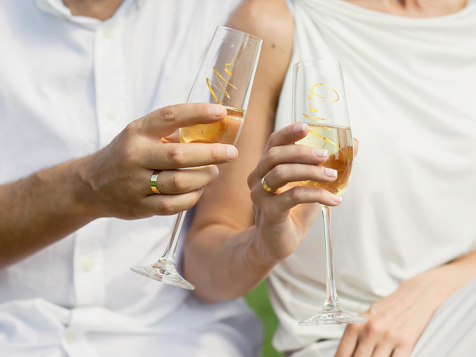 Juego de 6 copas de champán de boda con cuchillo para tartas y servidor, regalos de boda para novia y novio, regalos de compromiso para despedida de soltera (dorado)