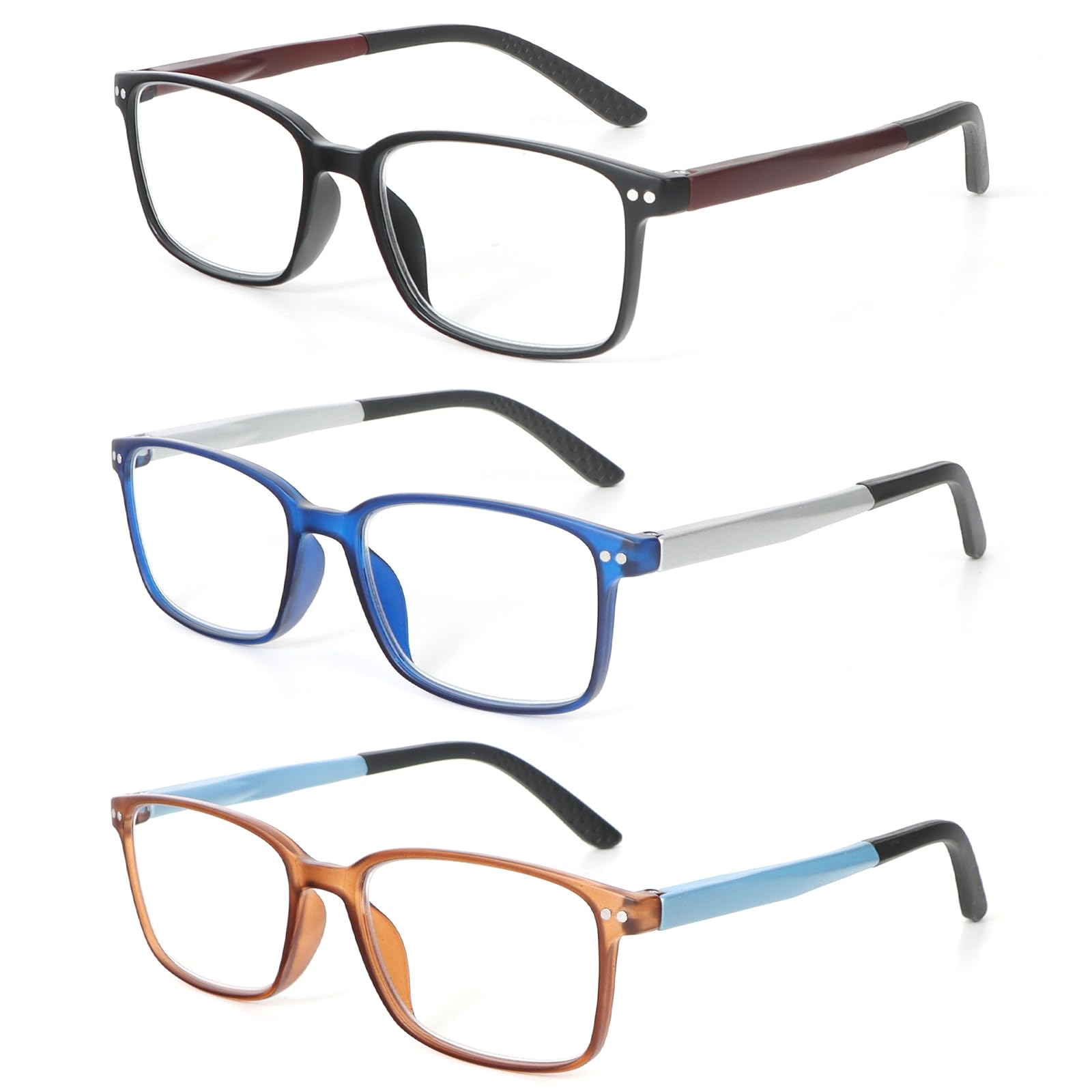 KoKoBin 3 Pack Halbrand-Lesebrille für Frauen Blaulichtfilte