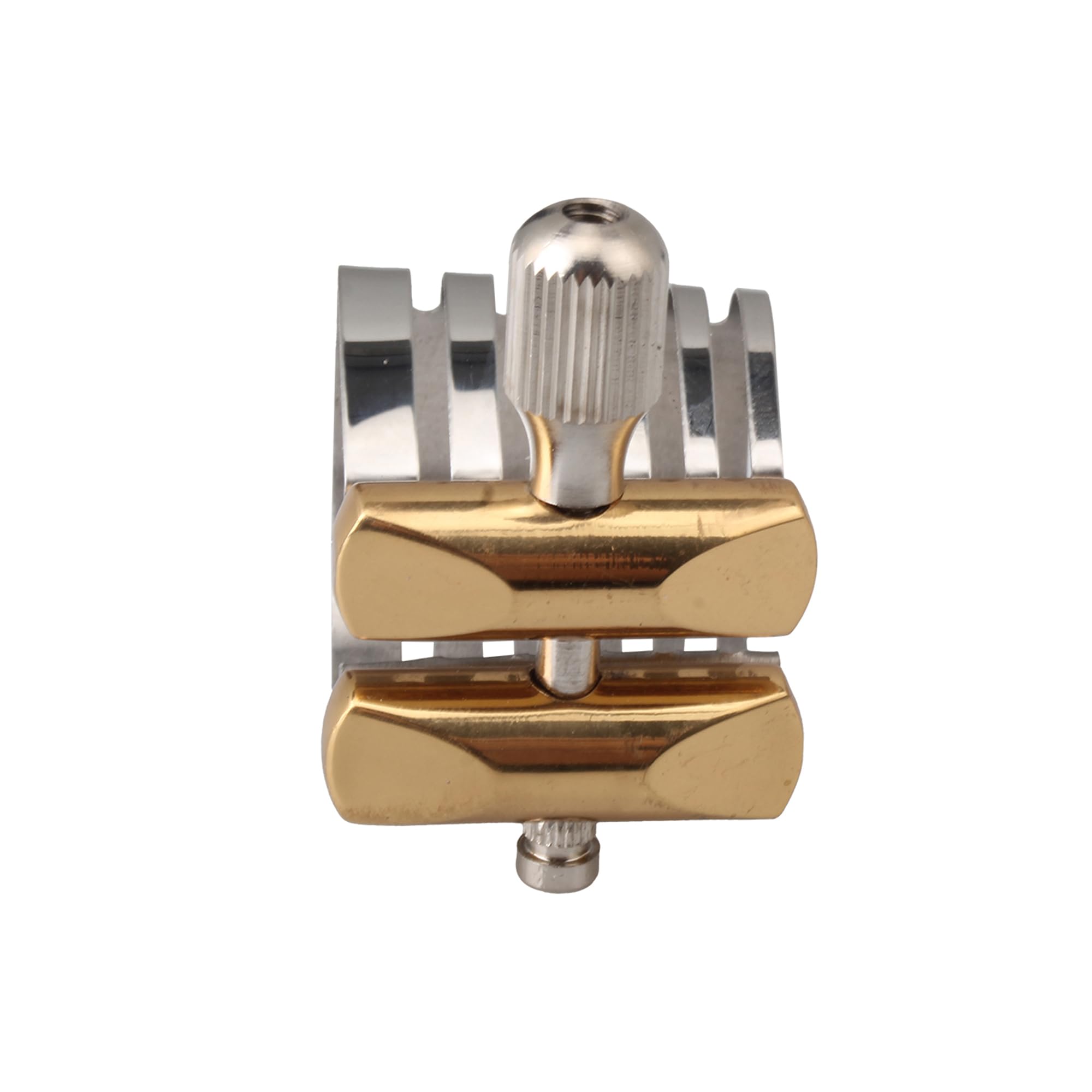 Mxfans Twin Screws Adjustment Alto Saxophone Mouthpiece Sax Ligature Silver for Plastic Mouthpieces