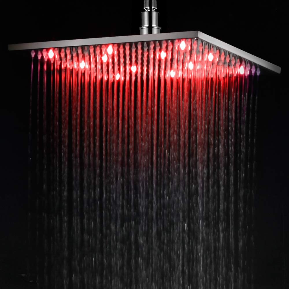 Exclusive Discount 80% Offer ALFI brand LED12S-BN Brushed Nickel 12 Square Multi Color LED Rain Shower Head