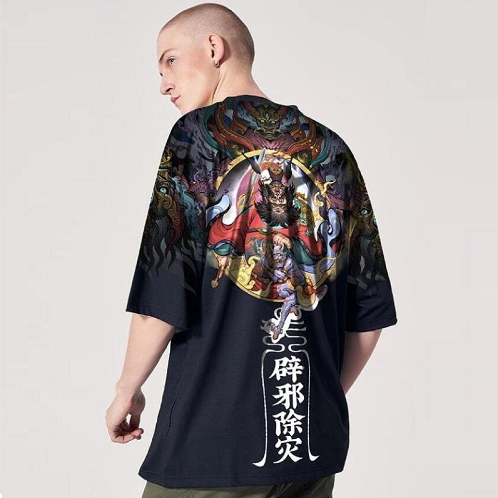 Amazon.co.jp: アジアのストリートウェア日本語トップオンラインストアキモノストリートウェアTシャツサムライコスチュームアジア服  メンズカーディガン 夏 (Color : 1, Size : XXX-Large) : ファッション