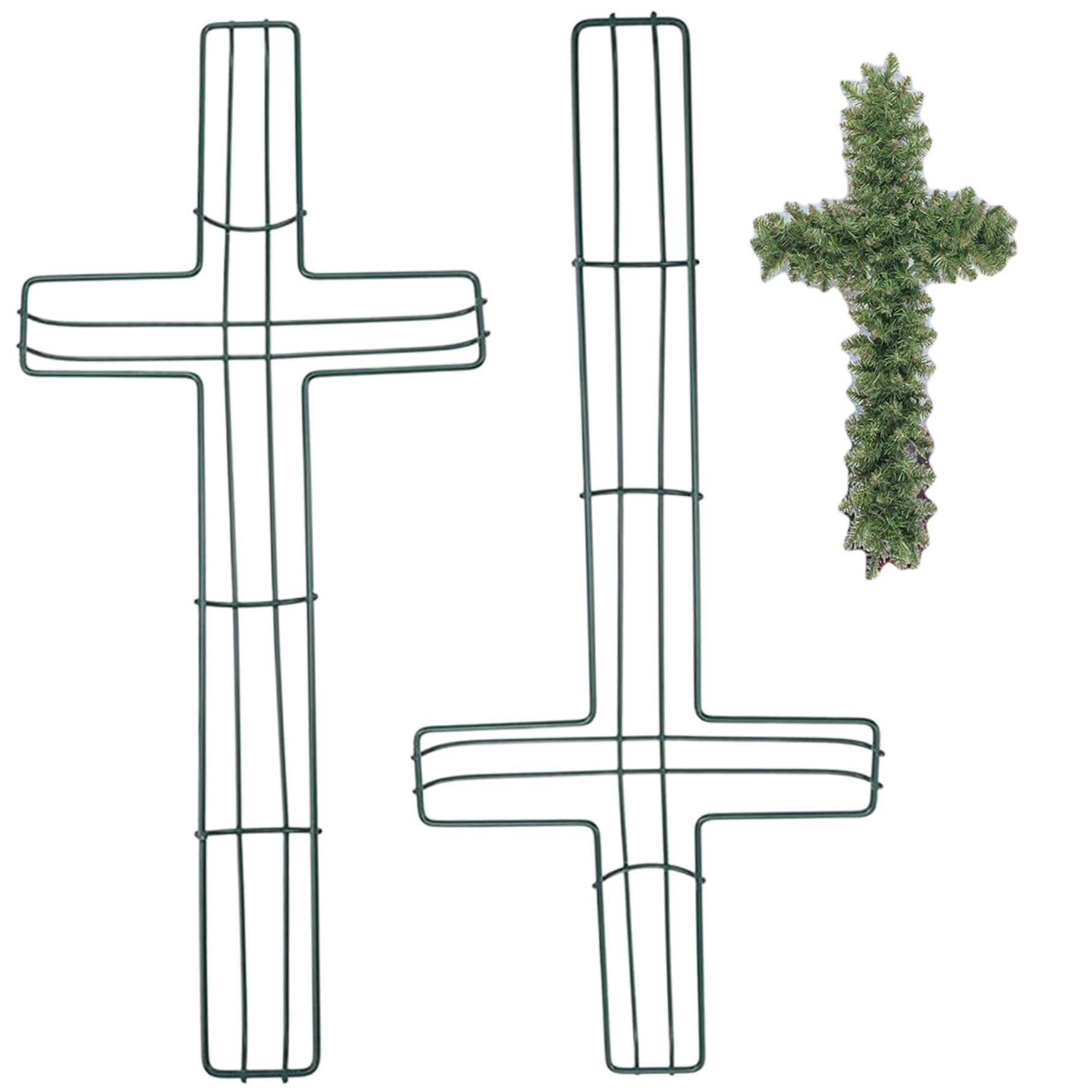 Cadre couronne en fil de fer double en croix 40 cm rigide pour compositions de Noël