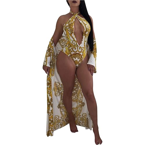 Women Sexy Three Pieces Tops Bottoms and Floral Cover-ups Or Two Pieces Hater Neck Summer Beach Swimsuits