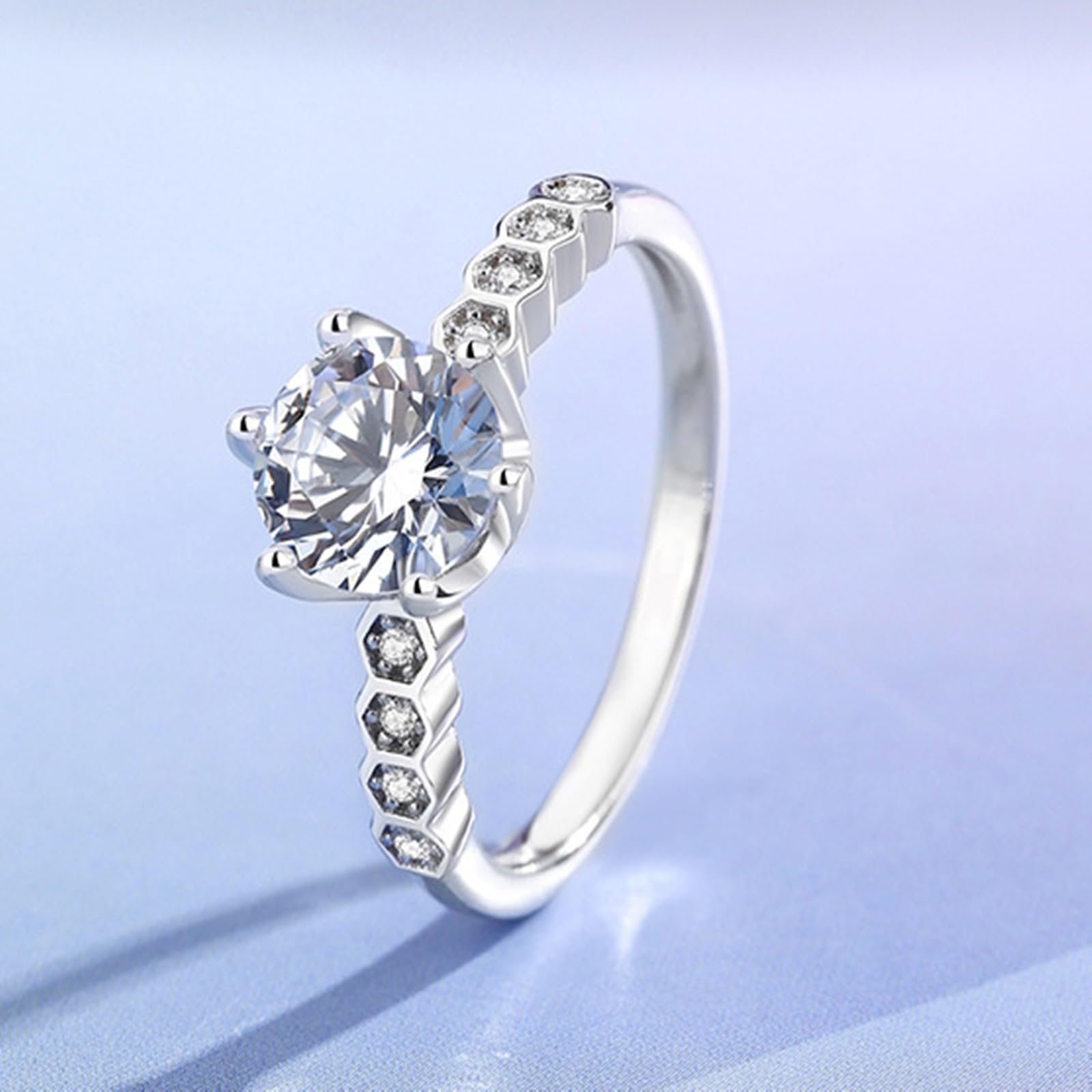 Anillo de compromiso para mujer, oro blanco, elegante, con moissanite de 1 ct, oro auténtico, solitario