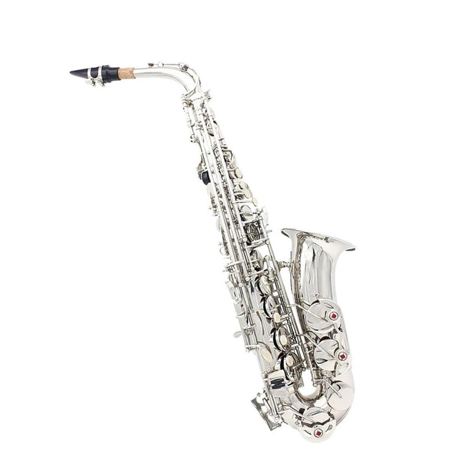Saksofony dla miłośników muzyki Saksofon altowy mosiądz, Eb profesjonalny instrument dęty drewniany(Silver Sax)