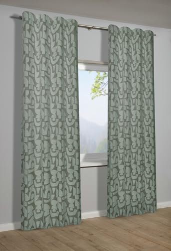 Rideau opaque vert 135x175 cm Sehlbach à bande galonfronceur