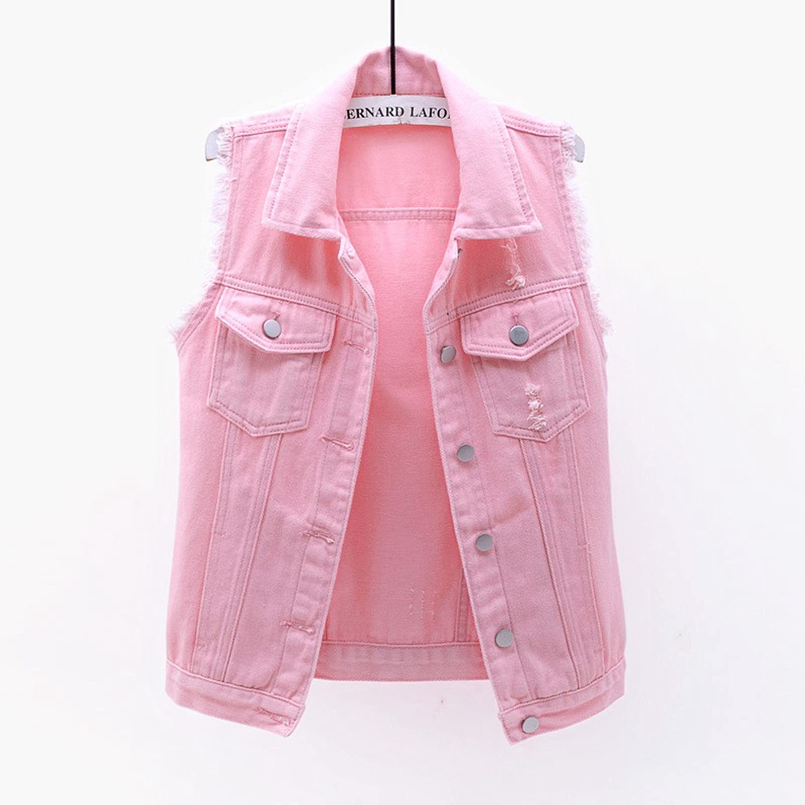 Haut sans Manches Denim Ample Veste Chemise Femme Blouse Solide Couleur Gilet Lâche