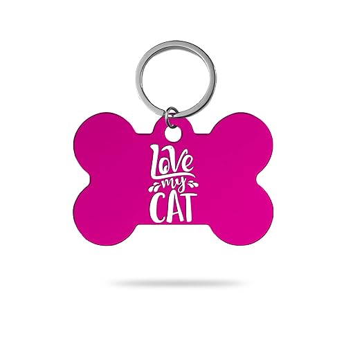 MACOS Laser Engraved Personalised Bone Shape Pet Tag for Dogs and Cats [Pink]