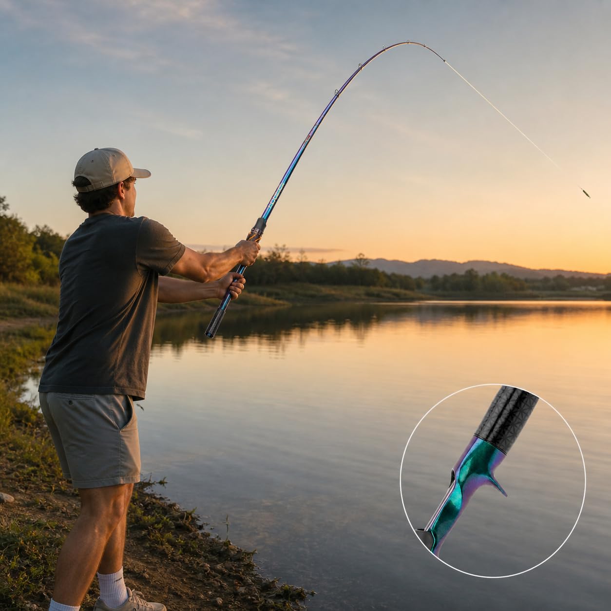 Canna da Pesca Lure Rod Composito | composito fibra carbonio | impugnatura integrata | vernice squame drago | per sport | per outdoor