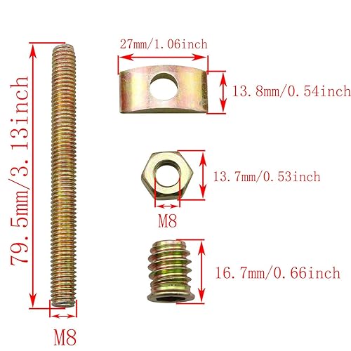 Miniatura 5 de TAODAN 8PCS cuatro en uno muebles de metal que conectan el conector roscado de la varilla con la nuez de media luna