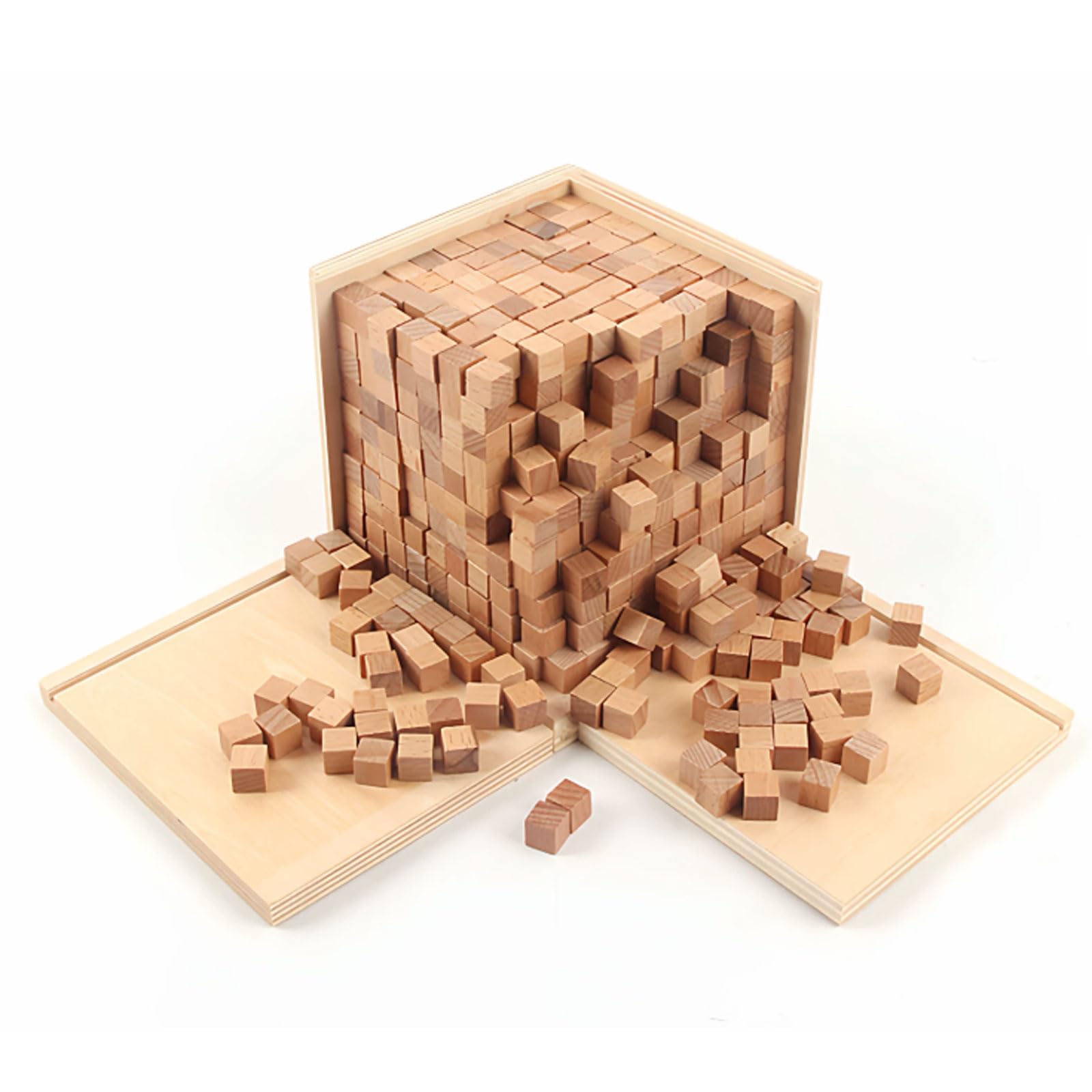 Set di Cubi in Legno Montessori Potere del 2, Blocchi da Costruzione del Cubo Binomiale 3D, Giocattolo Educativo di Matematica e Sensoriale per la Scuola Materna