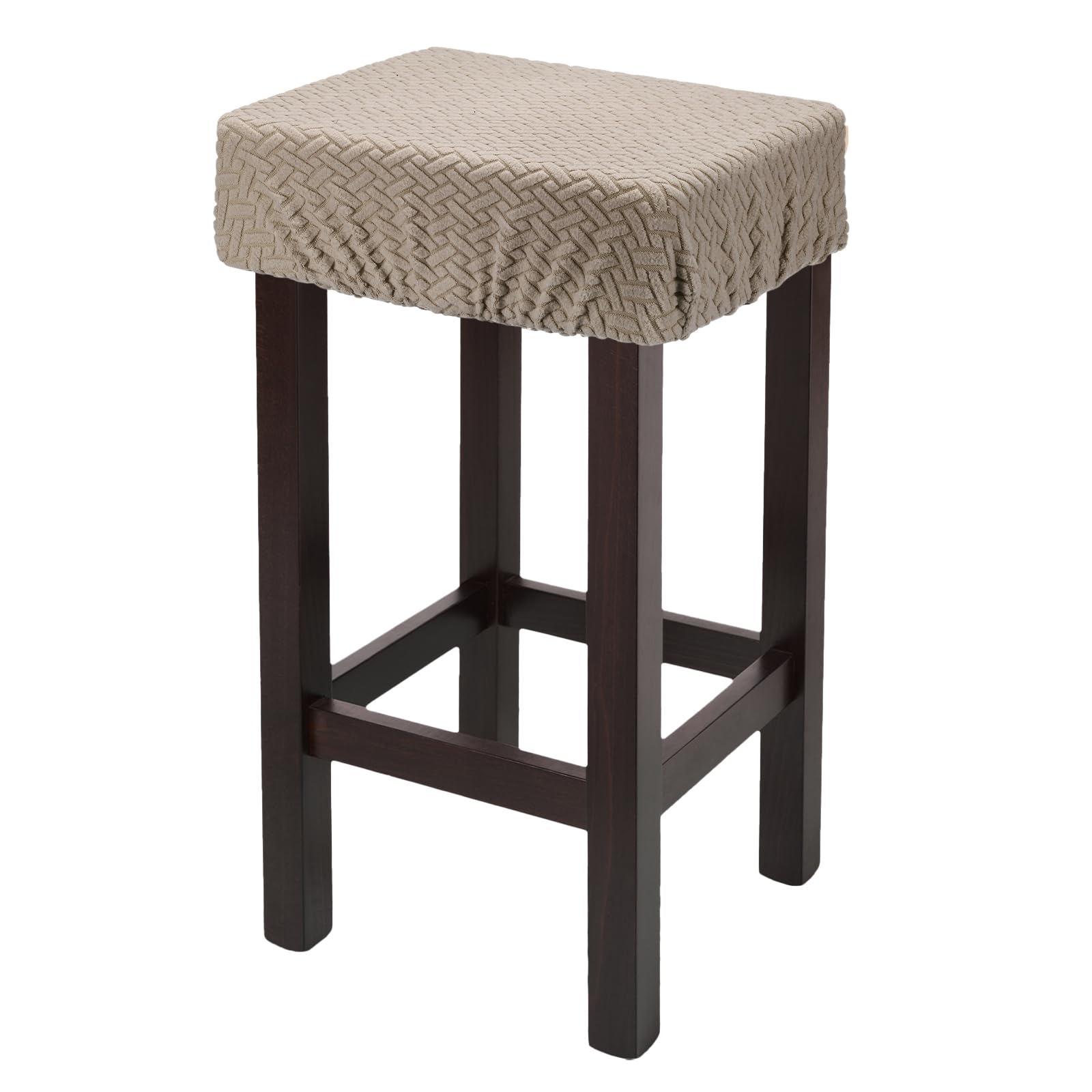 sourcing map 1 Pcs Seat Covers for Dining Chairs, Bar Stool Covers Stretch Chair Seat Protector Waterproof Saddle Stools Slipcover with Elastic Band for Kitchen Bar, Diagonal Weave Taupe