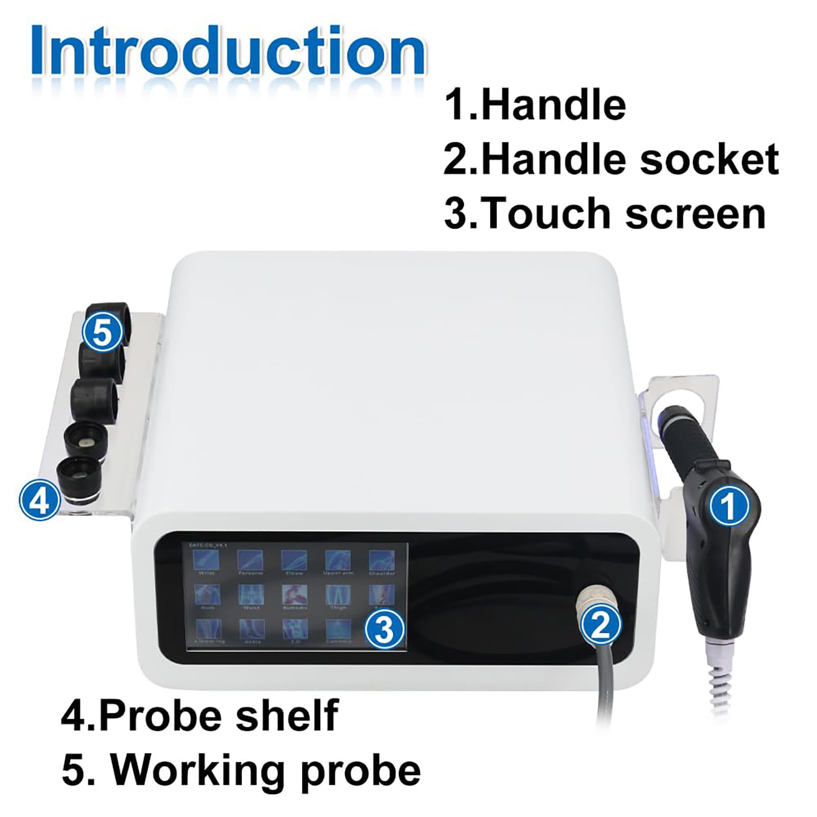 HZFAIGLL Extracorporeal Shockwave Therapy Machine, Pain Relief, Therapy Deep Muscle Massager, Non-Invasive No Side Effects, for Back Waist Leg and Golfer’s Elbow Discomfort