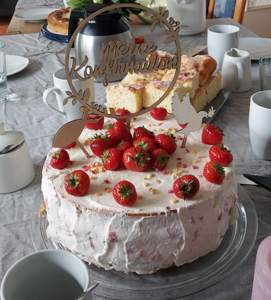 Cake Topper Primera Comunión – Holz-Deko Für Kommunionskuchen, Inkl. 2 Kleine Topper