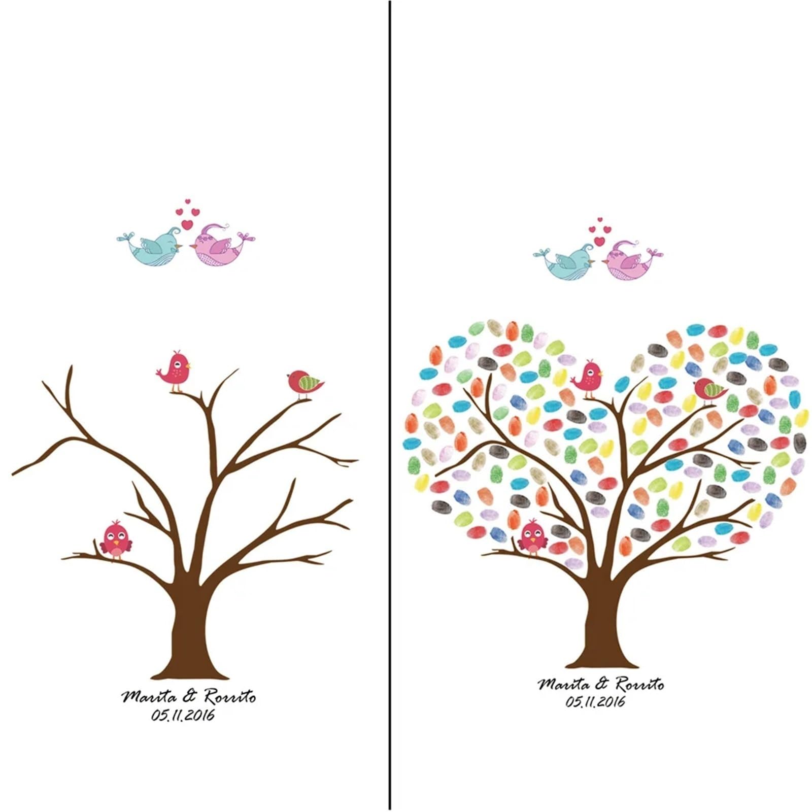 Arbre à empreinte mariage 60x80cm livre d'or toile peinture