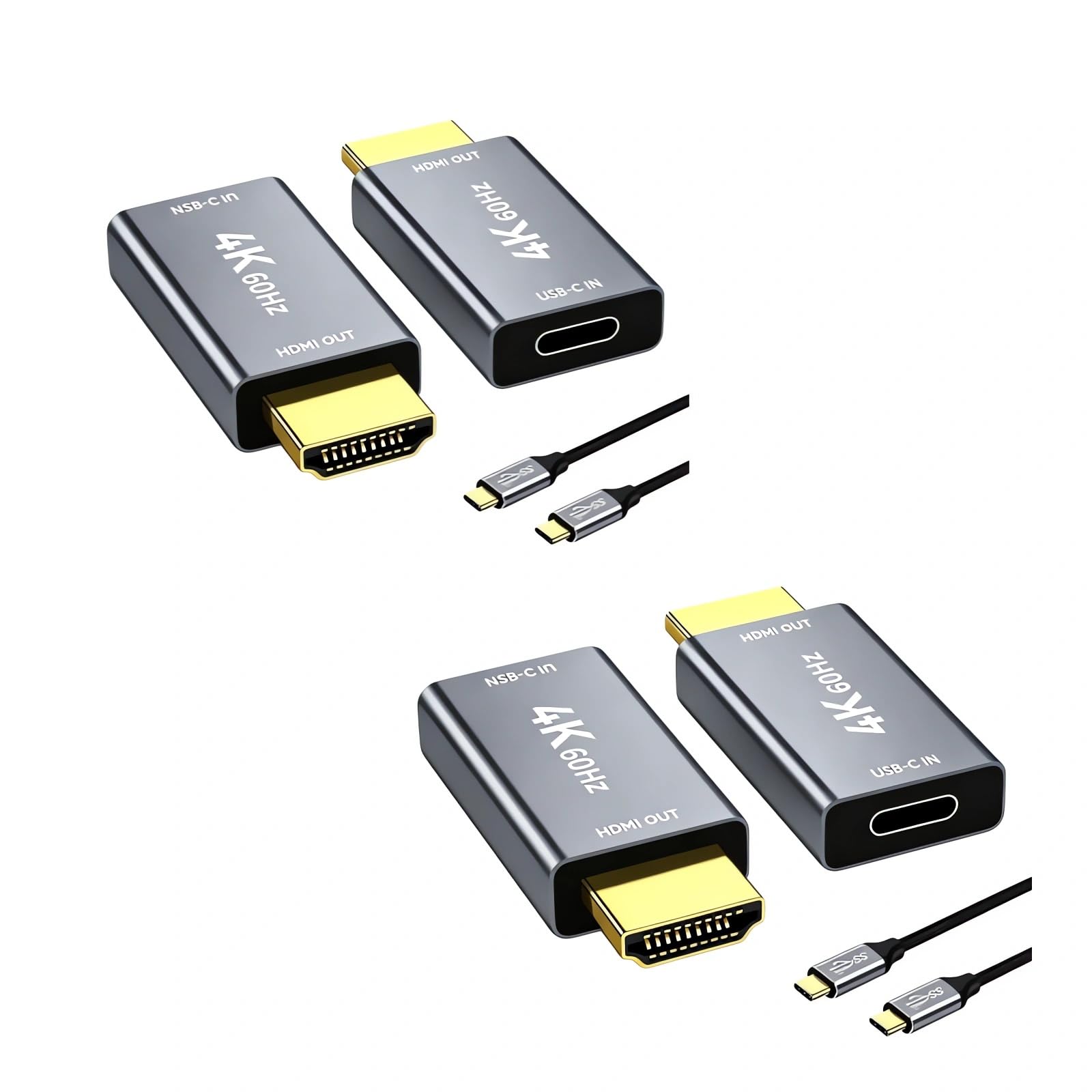 USB C Female to HDMI Male Adapter with USB C Video Cable, 4K@60Hz