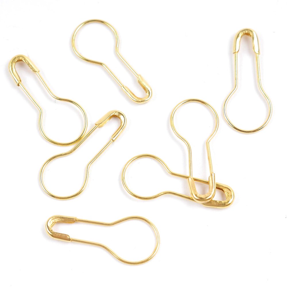 First Steps Gold 50 X Calabash Small Pear Shape Safety Pins Tiny 21Mm 2Cm Stitch Marker (Gold)