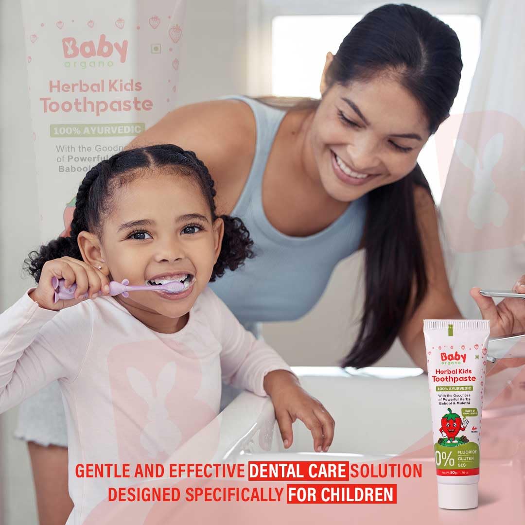 Babyorgano Ayurvedic Immunity Booster and Oral Care Product Combo Pack for New Born & Kids - Swarnaprashan Drop and Strawberry Flavored Fluoride-Free Herbal Toothpaste 3