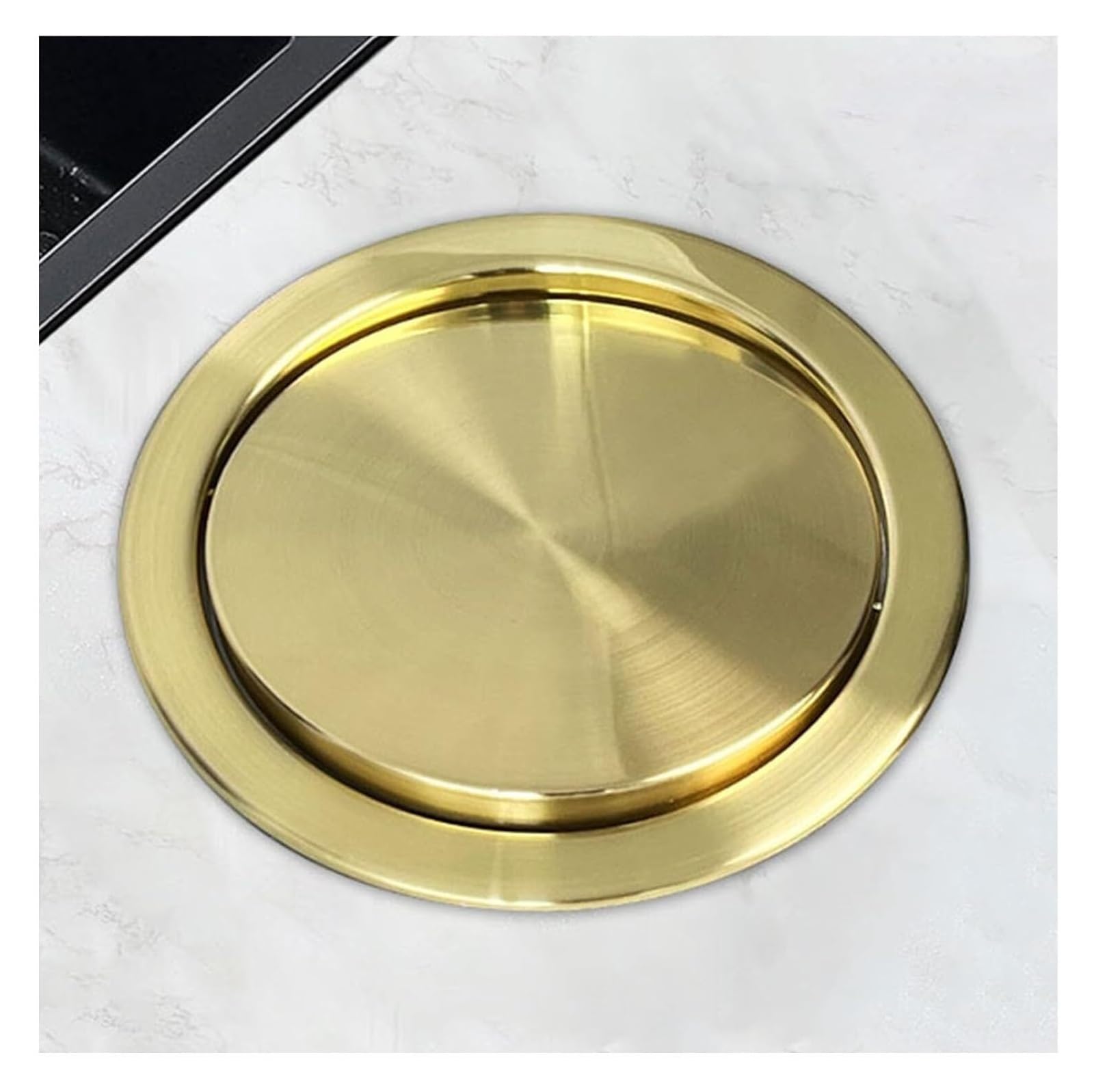 Built-in Countertop Trash Bin Lid， Trash Bin Lid Cover - Built-in Countertop Waste Chute, Stainless Steel Balance Flap(Onecolor)
