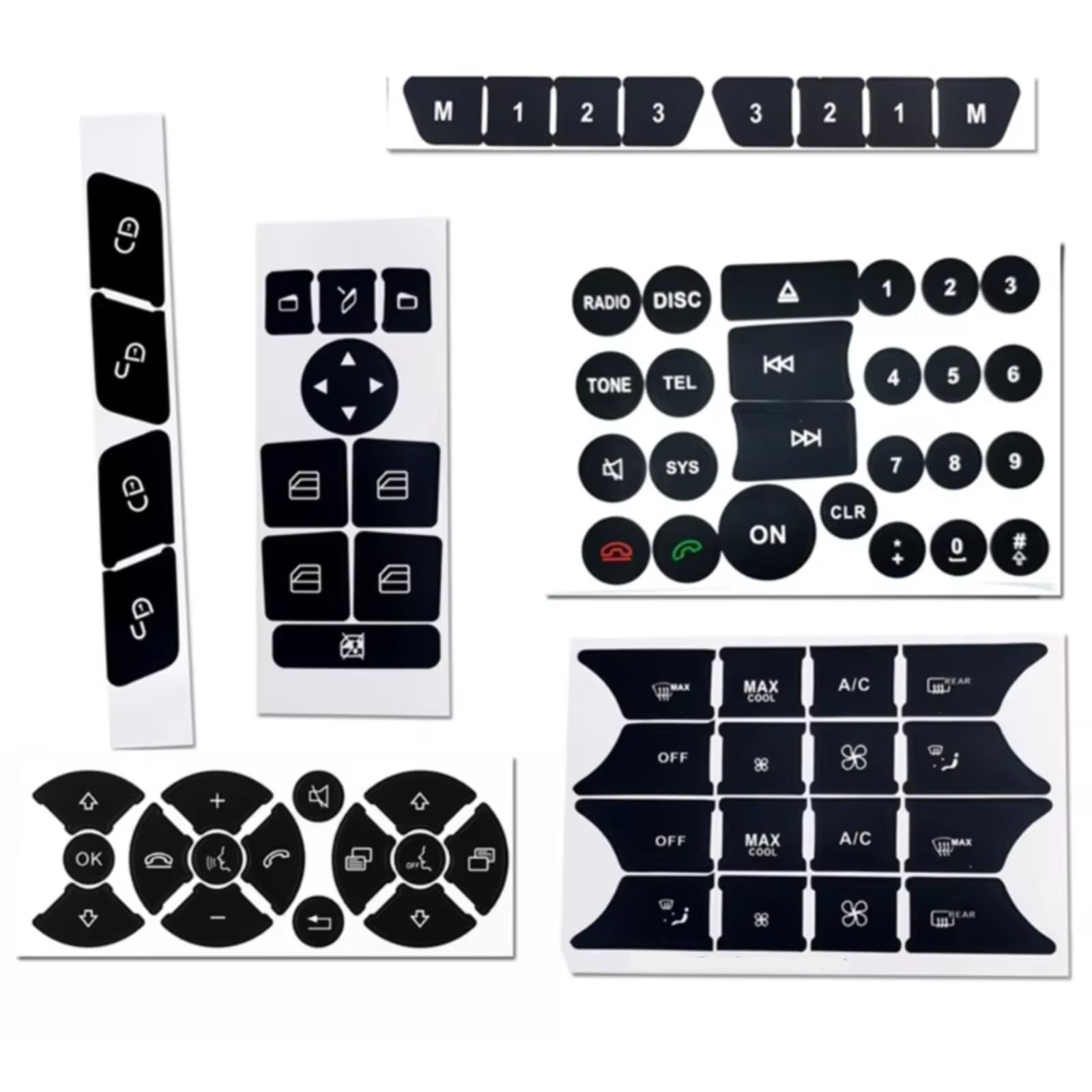 Button Repair Stickers for Car Compatible with Benz for W204 S204 C204 R172 W218 W212 C207 A207 R231 W176 W246 X204 Interior Car SwitchKnob Button Repair Decal Sticker