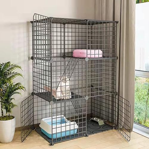 犬用クレート 猫の囲い、屋内小型犬用犬ケージ、猫用ペットベビーサークル、取り外し可能な特大猫ベビーサークル、ドア付き小動物ケージ(75*39*109cm)