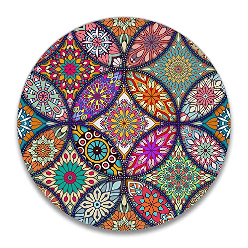 Yeuss Mandala Redondo Tampon, Linda Alfombrilla de Ratón con Diseño, Base de Goma Antideslizante Mouse Pad, Oficina para Mujeres Ratón Tampón, Pequeño Tamaño 7,87 Pulgadas, Clásico