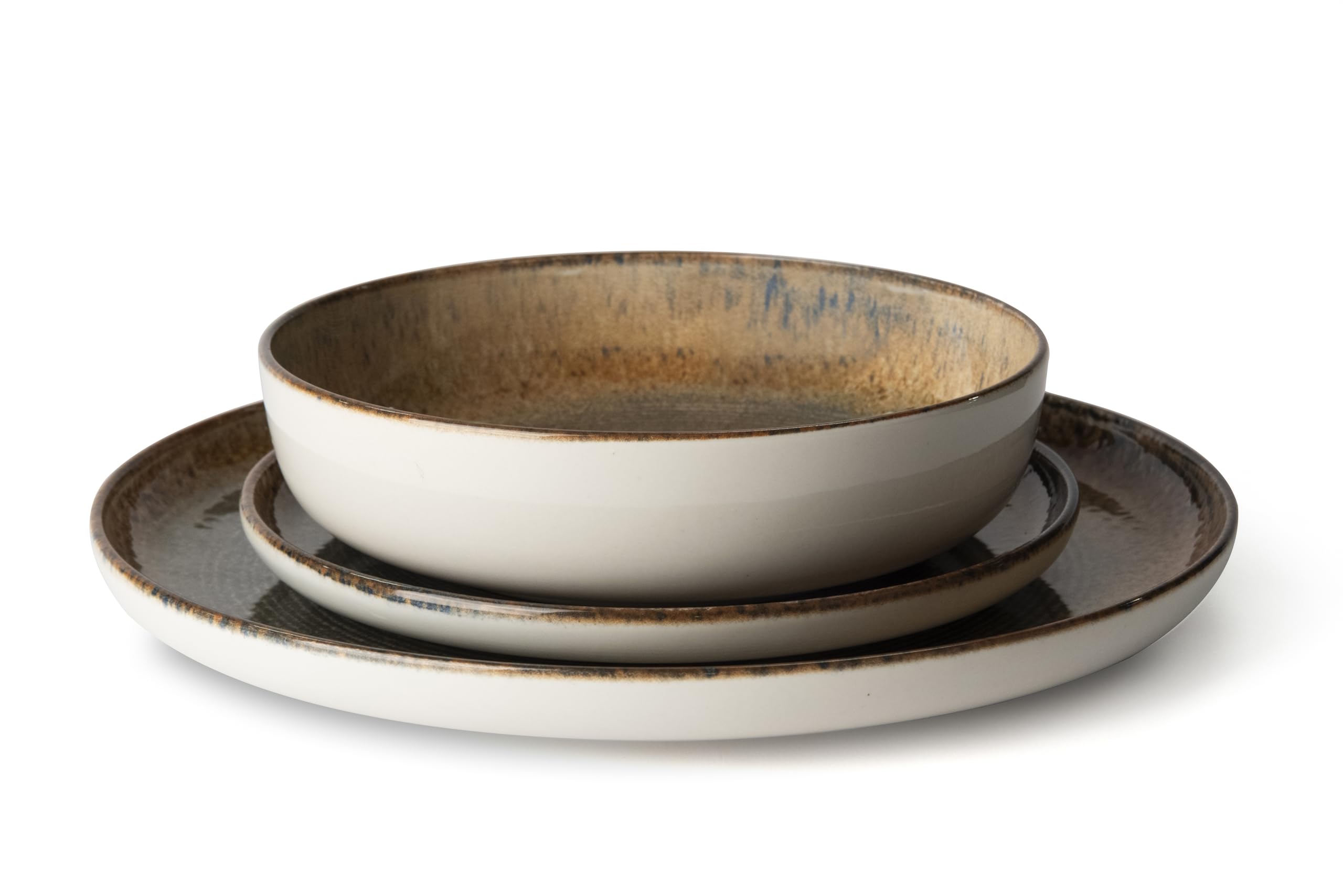 Excelsa Demetra Servizio Piatti 12 Pezzi, Ceramica, Effetto Reattivo, 4 Persone