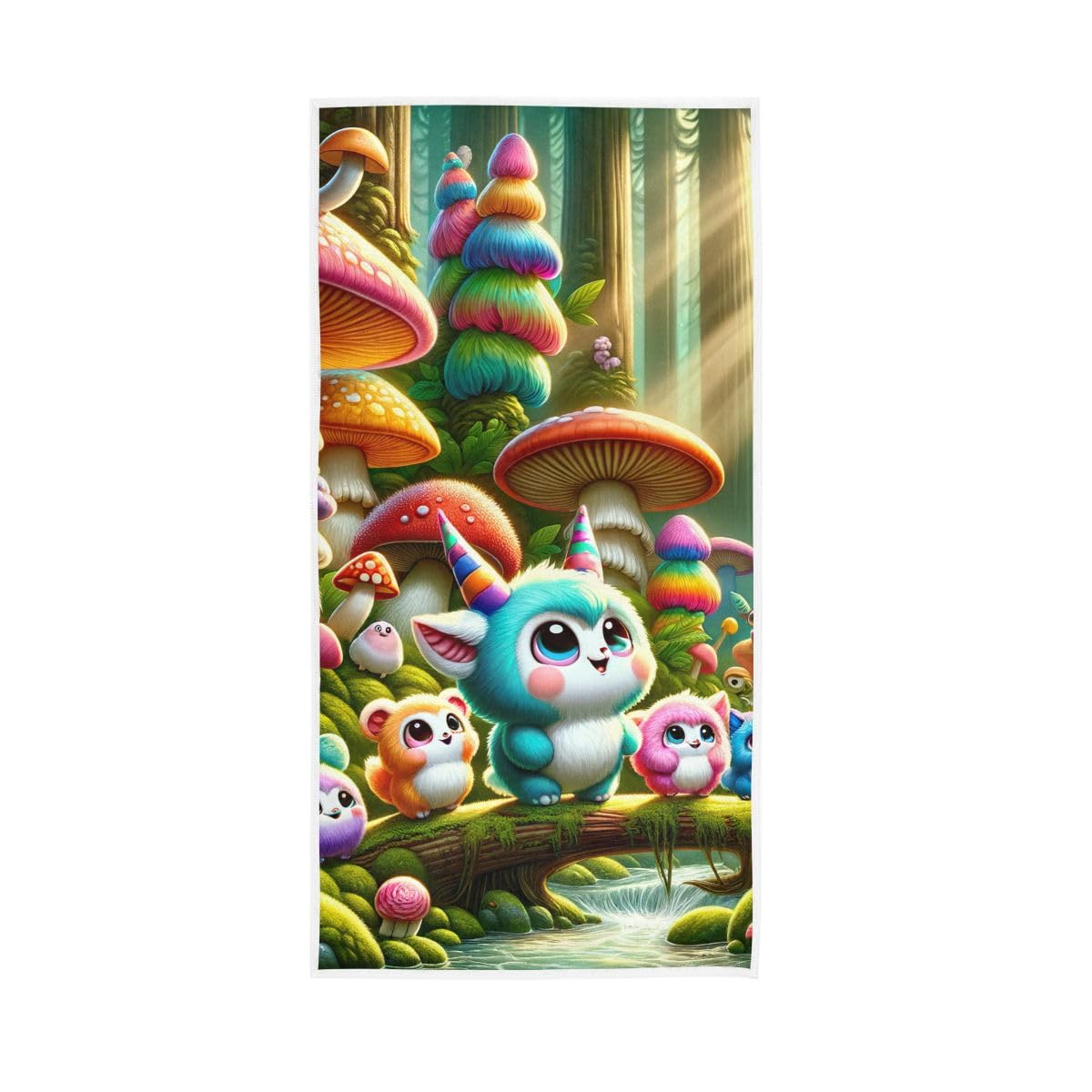 LSRCPD Cute Animal Colorful Mushroom Hand Towel, 15 x 30 Inches, Soft Highly Absorbent Towels for Bathroom Gym Shower