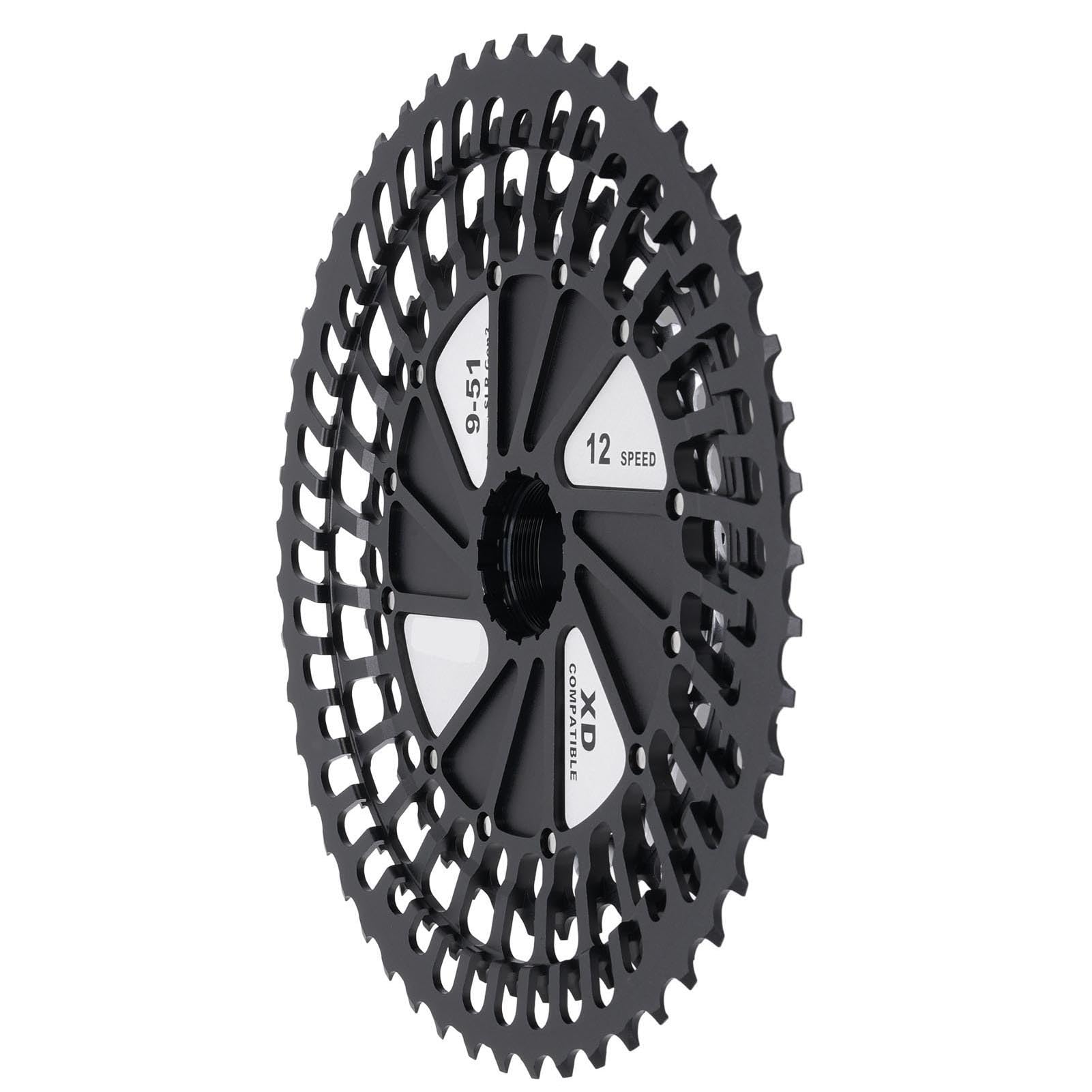 Dilwe Cassette de 12 Velocidades Casseta de Bicicleta de 12 Velocidades Casete de Bicicleta de Montaña de Casete de Aluminio Ultra Ligero Acero para Desplazamiento Liso con Relaciones de Marcha