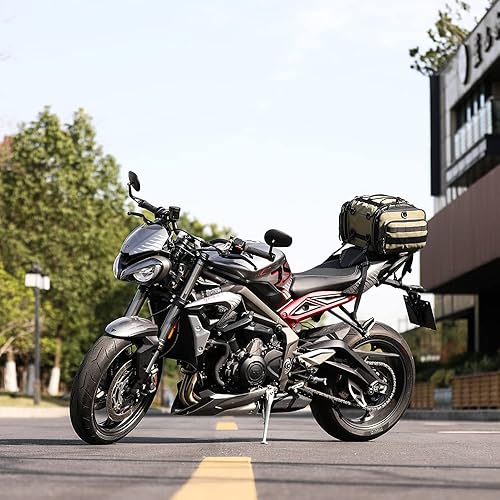 Miniatura 7 de Rhinowalk Bolsa para sillín de motocicleta, bolsa trasera de motocicleta, impermeable, expandible, bolsa de viaje para deportes motorizados (verde