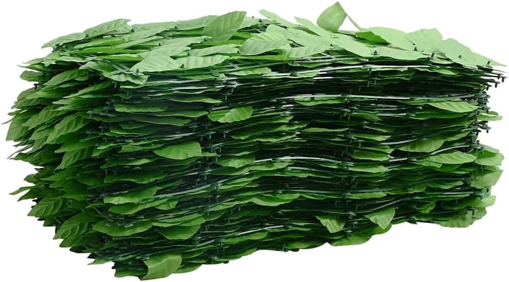 Dark Green Polyethylene Fabric Balcony Screen 4件 Set for Outdoor Privacy and Garden Decor, 157.5 x 29.5 Inch Weather-Resistant Visual Barrier with Leaf Design