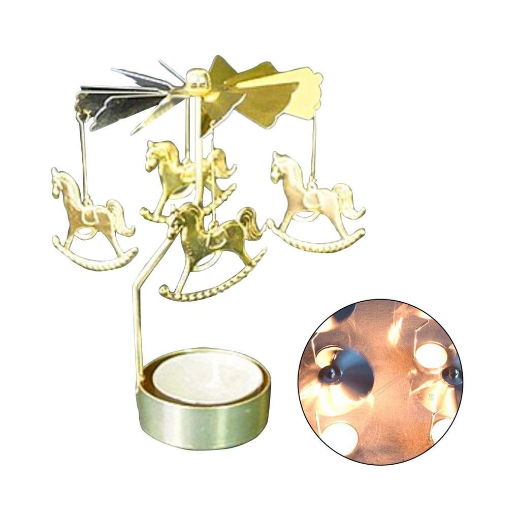 MINGYUE Silver Gold Candlesticks Rotating Romantic Rotation Spinning Carrousel Tea Light Candle Holder Dinner Wedding Bar Party Candelabras (Color : NO.10)