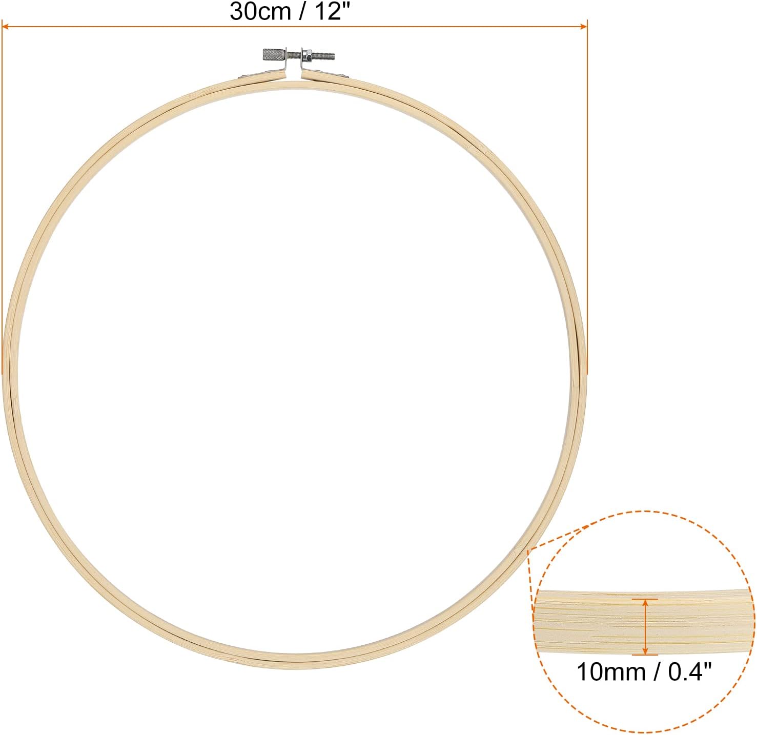 PATIKIL 12 Pieces 12 Inch Embroidery Hoops Round Adjustable Bamboo Circle Cross Stitch Hoop Ring Bulk for Embroidery Art Craft Handy Sewing Decoration