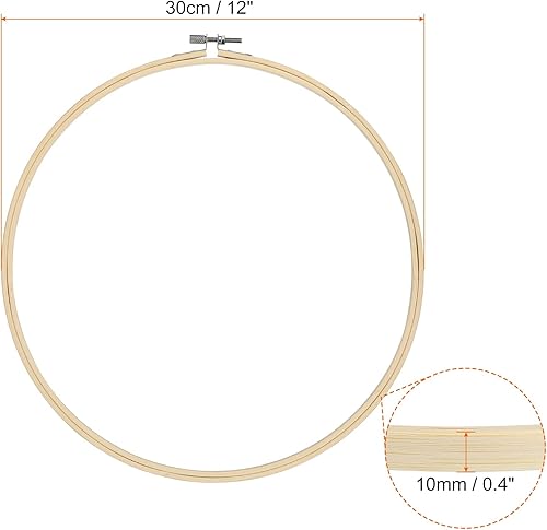 Miniatura 9 de PATIKIL 12 aros de bordado de 9 pulgadas, redondos, ajustables, de bambú, círculo, punto de cruz, a granel, para bordar, arte, manualidades,