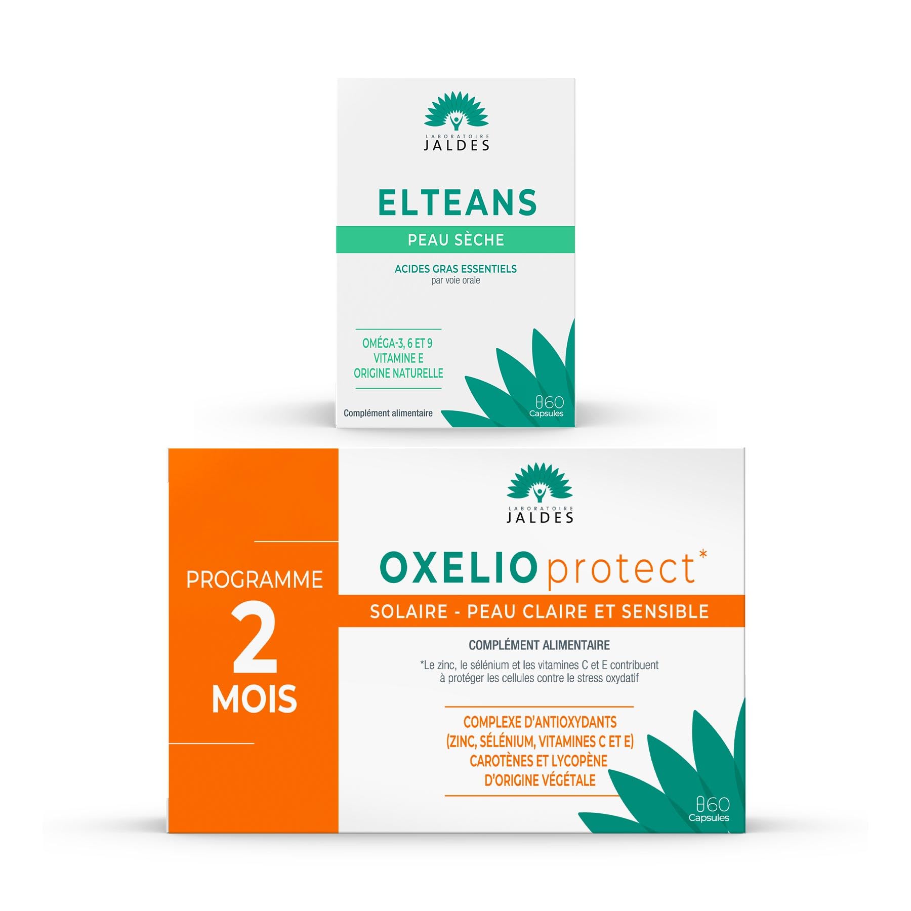 Pack « Préparation Solaire - Peaux Claires et Sensibles » | 1 OXELIO Protect + 1 ELTEANS Capsules | Prépare les Peaux Sensibles à l’Exposition | Laboratoire Jaldes