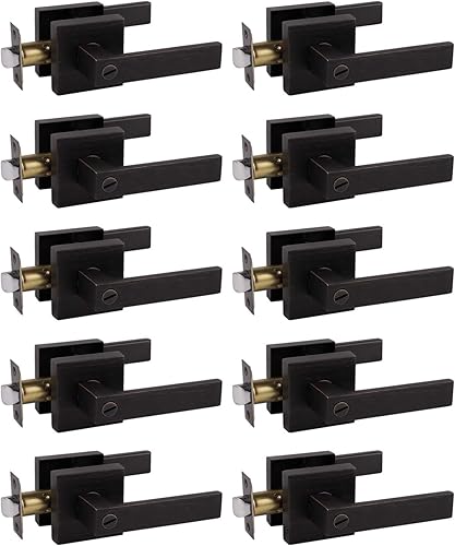 Miniatura 4 de Probrico - Manija de puerta de baño de cama negra mate, para privacidad, cerradura de puerta sin llave, para puerta interior de baño y dormitorio,