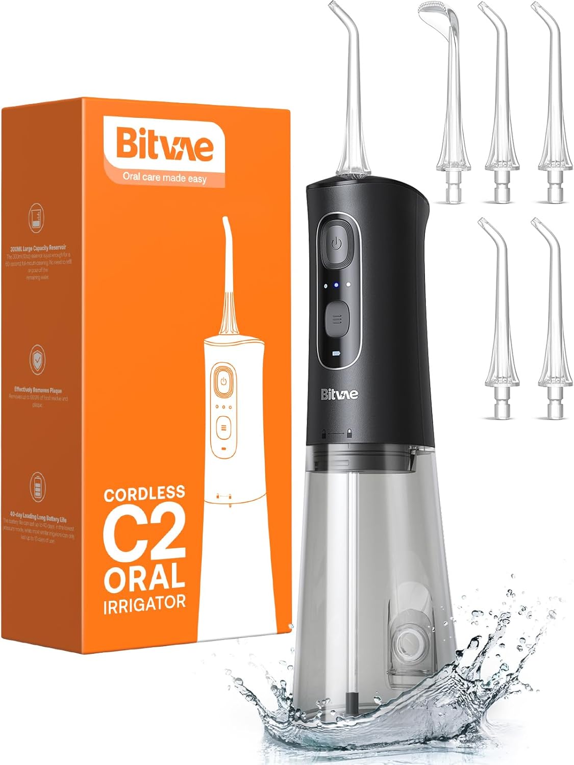 Water Flosser, Portable 300ML Water Flossers for Teeth, Bitvae Water Dental Flosser with 3