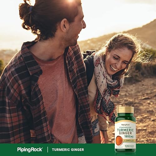 Miniatura 6 de Piping Rock Suplemento de cúrcuma y jengibre de 1800 mg | 120 cápsulas blandas | con extracto de pimienta negra | Complejo de extracto de hierbas |
