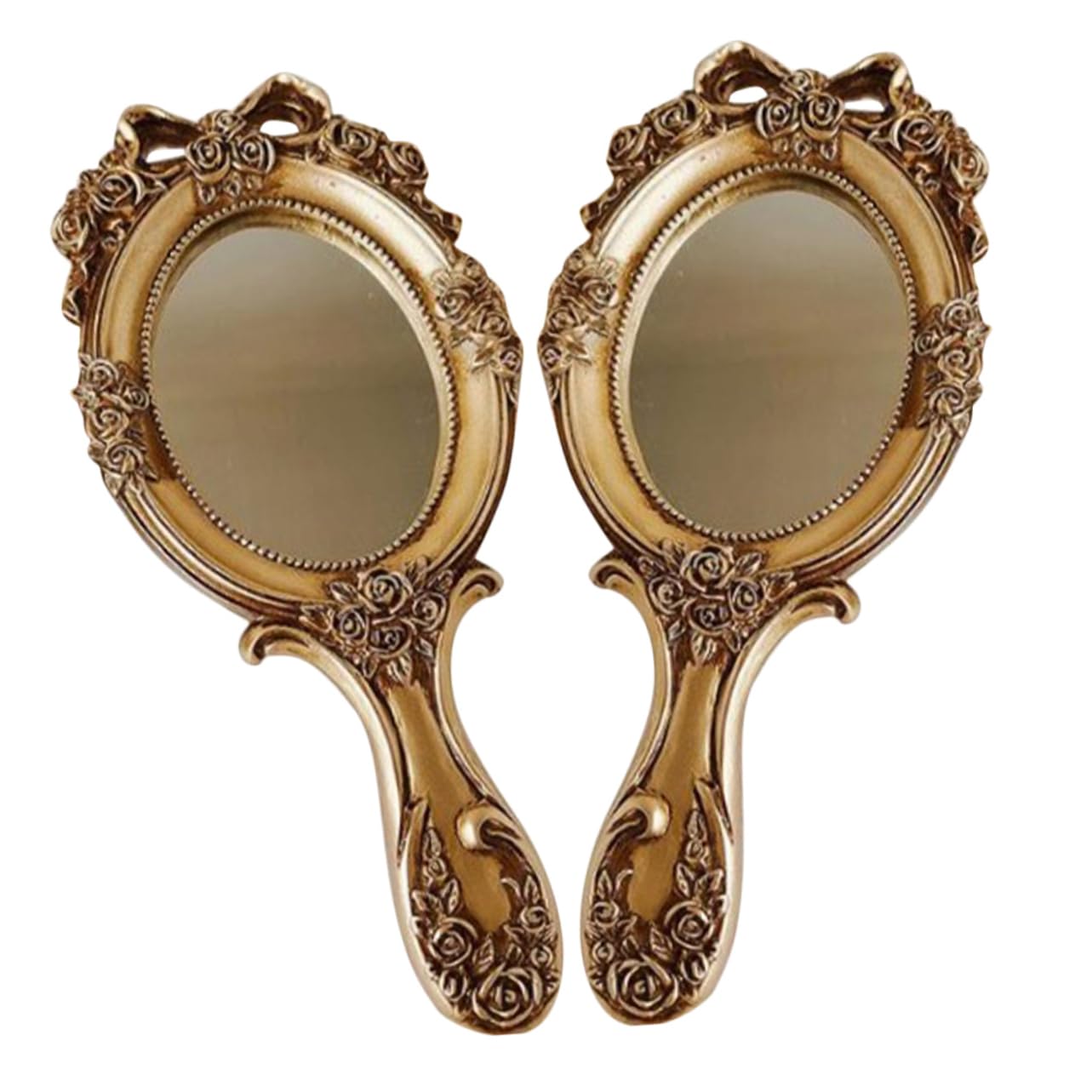 Miroir de poche vintage et rétro avec manche ciselé finition premium