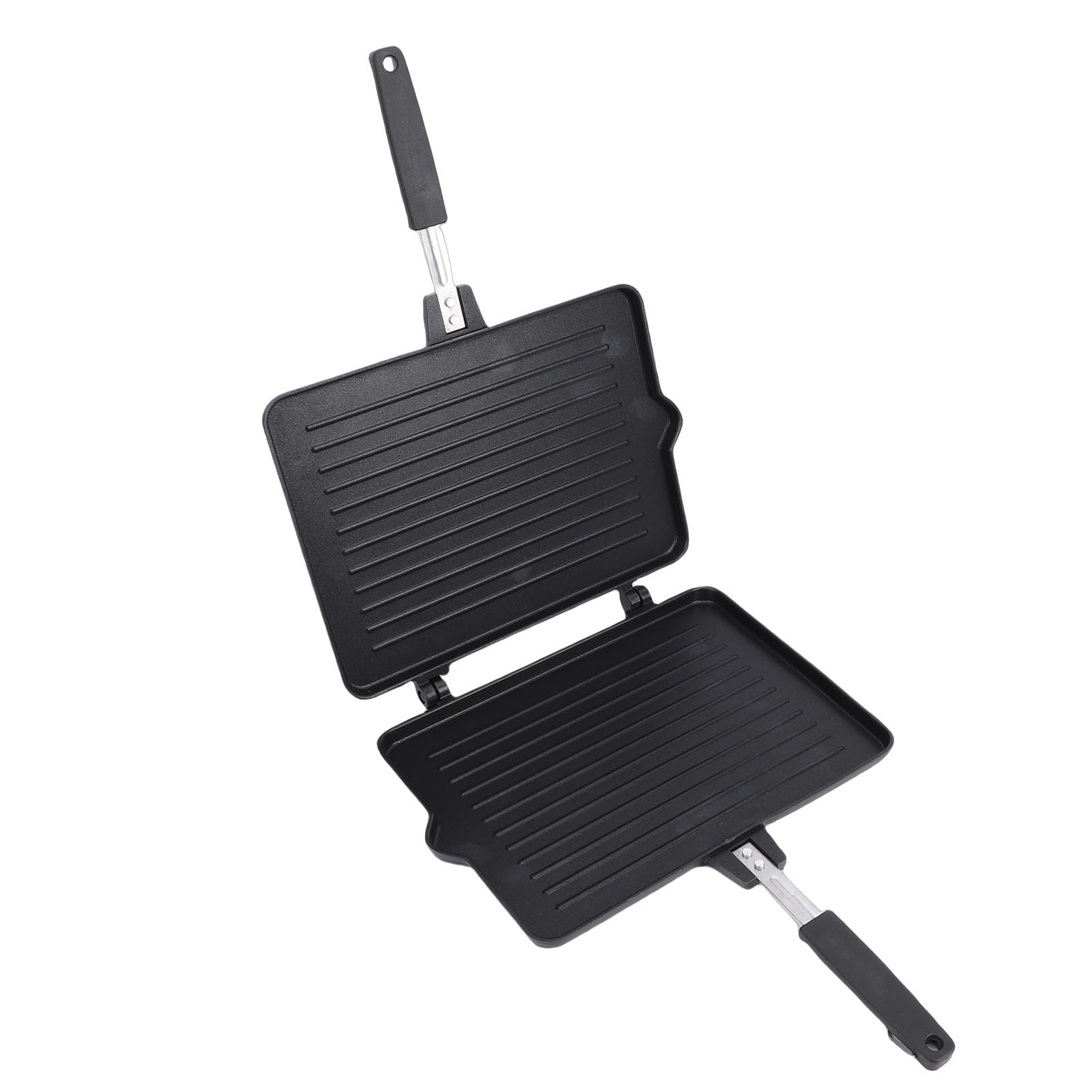 Opiekacz do kanapek, grill z powłoką nieprzywierającą, patelnia do panini z uchwytem, ​​płyta kuchenna, opiekana aluminiowa patelnia, wewnątrz, na zewnątrz, kemping, dom, kuchnia,