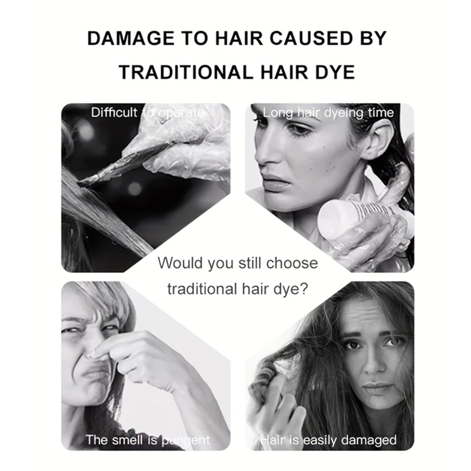 Hair Dye Shampoo 4 in 1, New Upgraded Hair Dye Shampoo Fast Hair Color Shampoo, 100% Gray Hair Coverage for Women & Men, Easy to Use at Home (Black)