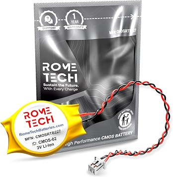 Rome Tech CMOS BIOS Battery for Dell Alienware 15 R3 / 17 R4 / 17 R5 - Laptop Backup 3V RTC CR2032 Battery with 2 Wire Cable