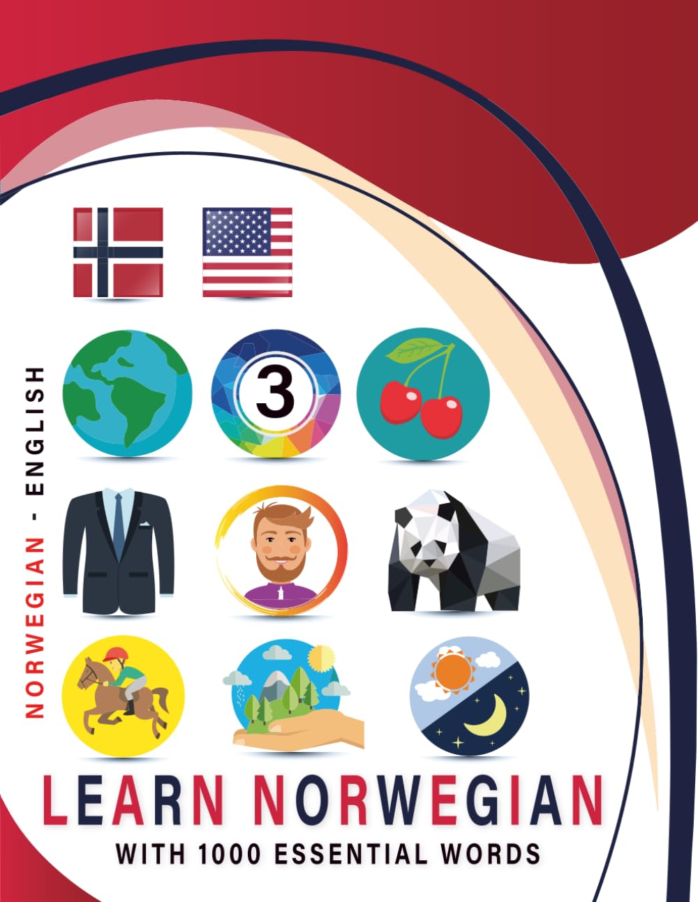 Learn Norwegian with 1000 Essential Words: Bilingual Norwegian - English Language Learning Book for Kids & Adults with Essential Vocabulary