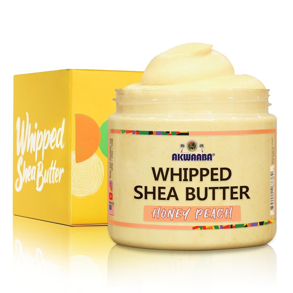 Yellow Whipped Shea Butter (Honey Peach) - Nourishes, Moisturizes & Soothes | Pure Shea Butter | No Dyes & Parabens | 12 oz / 340 g