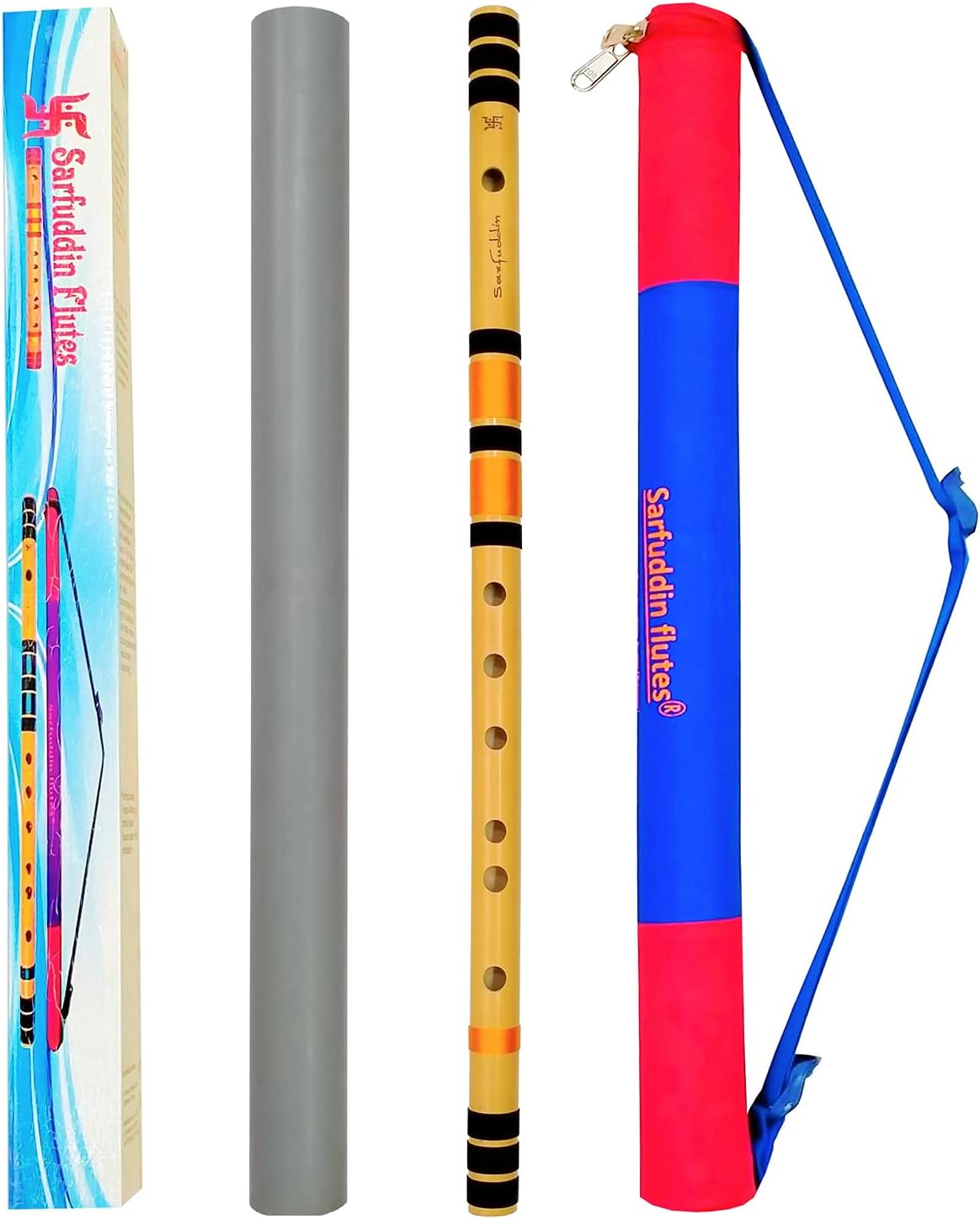 Sarfuddin flutes C Sharp Medium Size 18 inches Left Hand Bamboo Flute Bansuri With Carry Bag