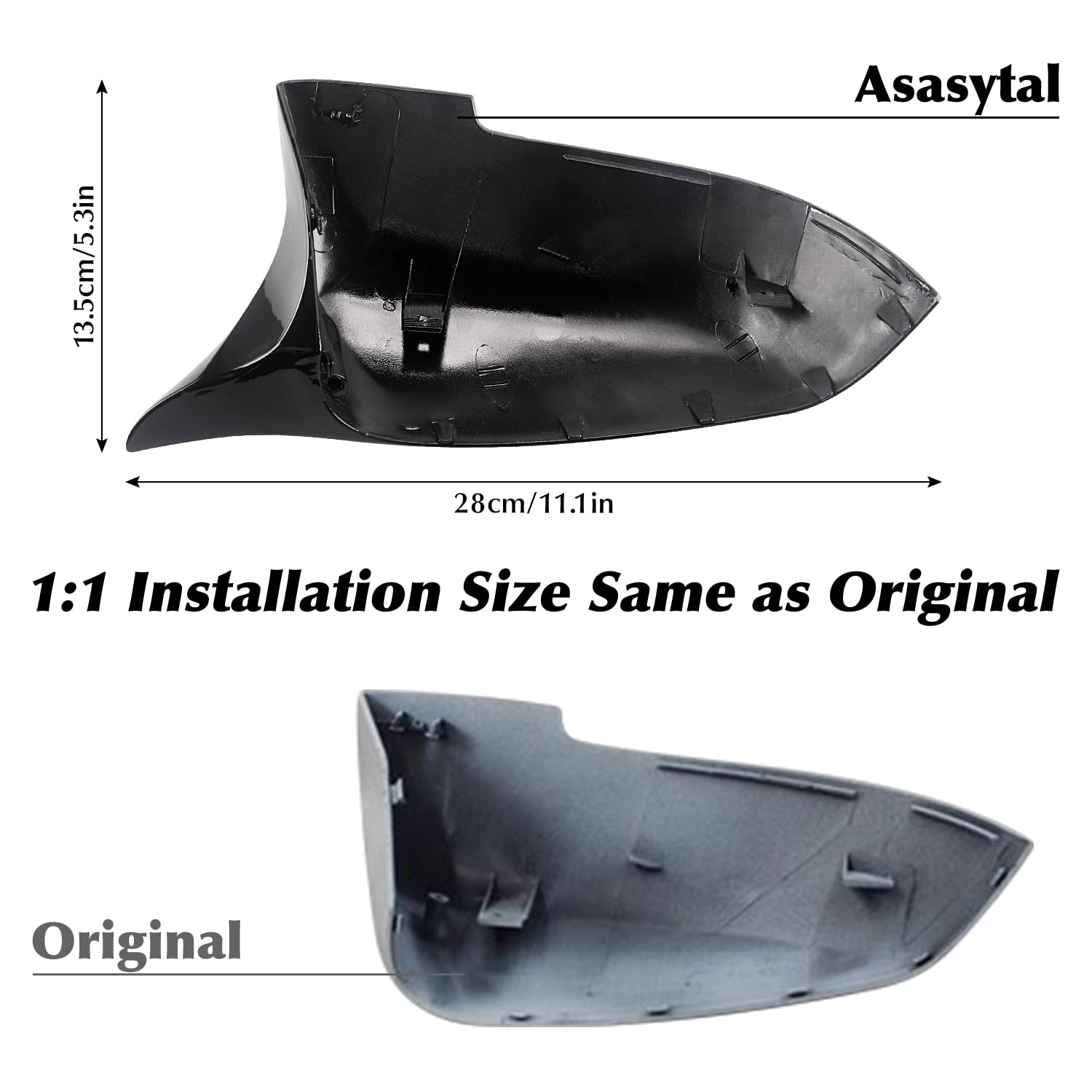 Coperchio Dello Specchio Laterale, Ricambio per Specchietto Retrovisore Compatibile con BMW 5/6/7 Series F10 F11 F18 LCI GT 5GT F07 F06 F12 F13 F01 F02, Nero Lucido, 2 Pezzi