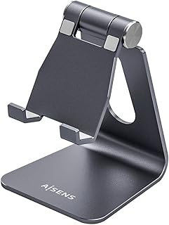AISENS Soporte De Sobremesa Tamaño M Ajustable (1 Pivote) Para Movil / Tablet, Gris