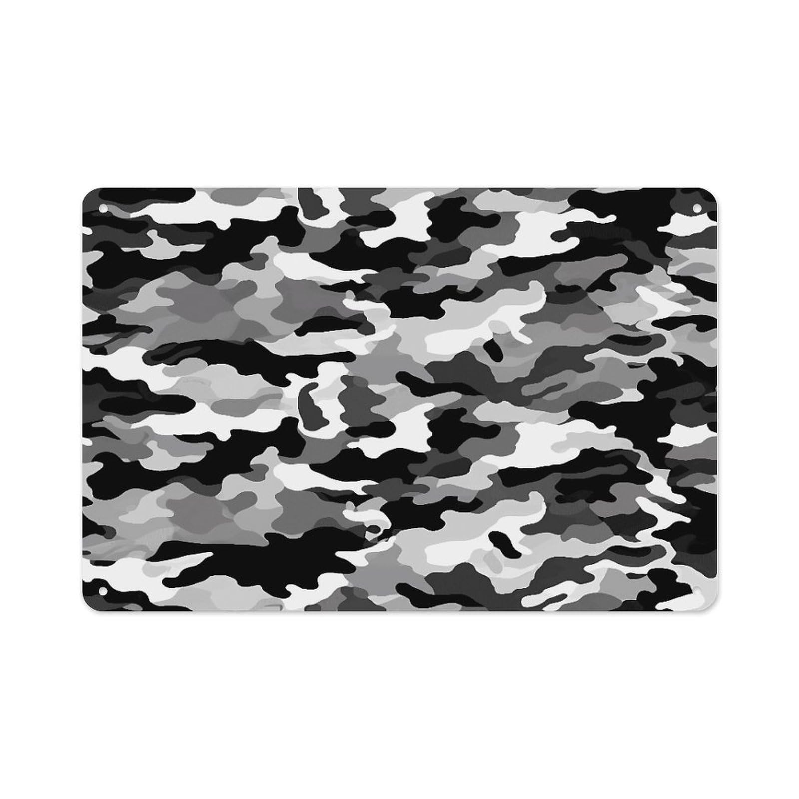 VstaDank Vintage Metal Sign Sublimation Aluminum Black Grey White Camo Plaque Sign Weatherproof Art Decorative Wall Plate Boho Aluminum Wall Hanging Decor Retro Poster Plaque 8x12in