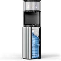 Manastin Bottom Loading Water Cooler Dispenser for 3-5 Gallon Bottles - Hot, Cold & Room Temp with Child Lock, Satin Silver Home Office